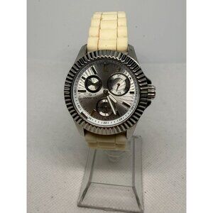Invicta Angel Womens Quartz Watch With Cream Silicone Strap Stainless Steel Case